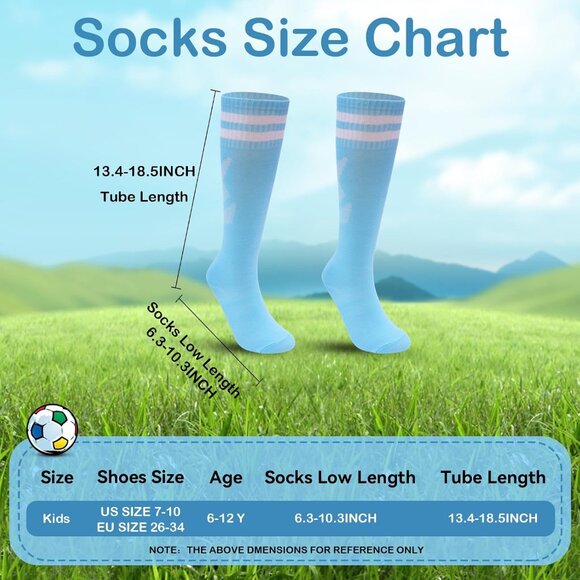 3 Pairs Kids Soccer Socks Striped Knee High Tube Socks Football Uniform Sports S - Picture 2 of 7